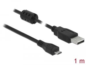 Delock USB-A 2.0 Kabel han til USB-B Micro han 1m - Sort