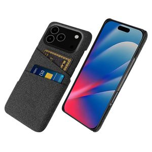 iPhone 17 Pro Max Skal i Textil med 2 Kortfack - Svart