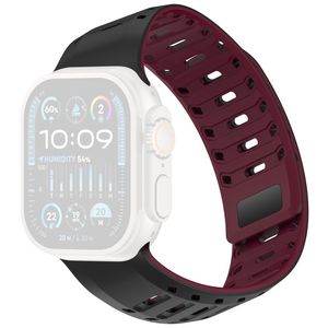 Apple Watch 49/46/44/42mm Klockarmband i Silikon Magnetisk - Svart/Röd