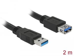 Delock USB 5 Gbps forlængerkabel USB-A han til hun 2m - Sort