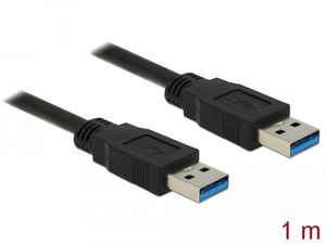 Delock USB 5 Gbps -kaapeli USB-A uros - USB-A uros 1 m - musta