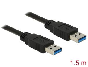Delock USB 5 Gbps -kaapeli USB-A uros - USB-A uros 1,5 m - musta