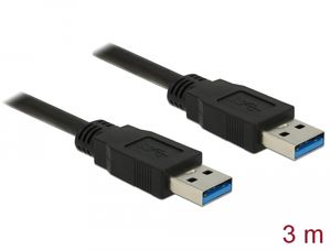 Delock USB 5 Gbps -kaapeli USB-A uros - USB-A uros 3m - musta