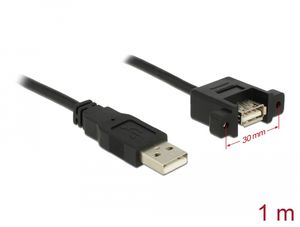 Delock USB-A 2.0-kabel han til USB-A 2.0-hun panelmontering 1m
