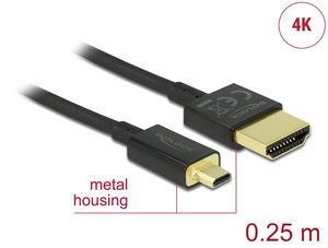 Delock HDMI-kabel med hög hastighet och Ethernet HDMI till Micro HDMI 4K 0,25m