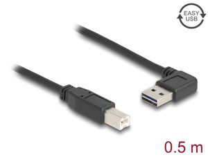Delock EASY USB-A 2.0-kabel hane vinklad vänster/höger till USB-B 2.0 hane 0,5m