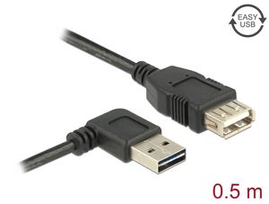 Delock EASY USB-A jatkokaapeli, uros, vasen/oikea - naaras, 0,5 m