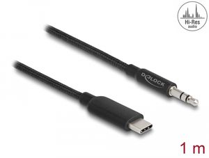Delock Audio Stereo -kaapeli USB-C uros - stereoliitin 3,5 mm 3-pin 1 m - musta