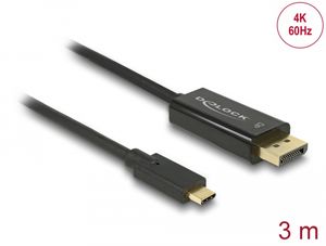 Delock USB-C-kabel hane till DisplayPort-hane (DP Alt-läge) 4K 60 Hz 3m - Svart