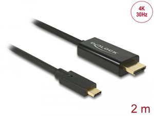 Delock USB-C-kabel hane till HDMI-hane (DP Alt-läge) 4K 30 Hz 2m - Svart