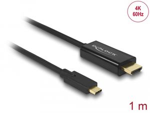 Delock USB-C-kabel hane till HDMI-hane (DP Alt-läge) 4K 60 Hz 1m - Svart