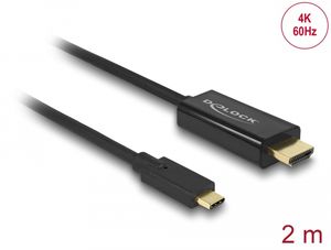 Delock USB-C-kabel hane till HDMI-hane (DP Alt-läge) 4K 60 Hz 2m - Svart