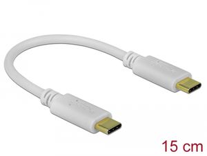 Delock USB-C ladekabel 100W PD, 15cm - Hvit