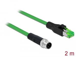 Delock Nätverkskabel M12 4-polig D-kodad till RJ45-kontakt PVC 2m