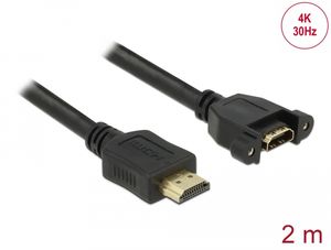 Delock HDMI Förlängningskabel för panelmontering 4K, 2m – svart