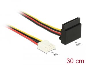 Delock Floppy 4-polig hona till SATA 15-polig hona strömkabel metall 30 cm