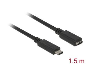 Delock USB 10 Gbps forlengelseskabel USB-C hann til hunn 1,5 m 4K PD 60 W