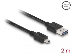 Delock EASY USB-A 2.0 Kabel han til USB 2.0 Mini USB-B han 2m - Sort