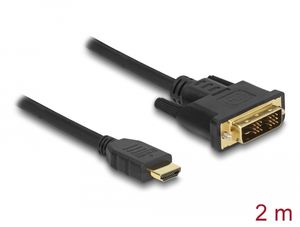 Delock HDMI-DVI-kaapeli, 18+1, kaksisuuntainen, 2 m