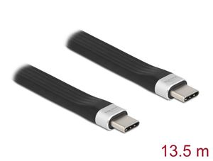 Delock USB-C til USB-C 10 GBps FOC flatbåndskabel 13,5 cm PD 3A E-Marker