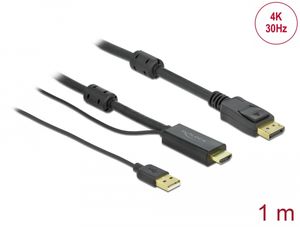 Delock HDMI till DisplayPort-kabel 4K 30 Hz 1 m