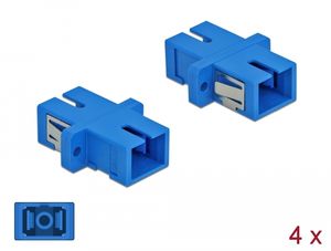 Delock optisk fiberkoppling SC Simplex hona-till-hona singlemode 4-pack – blå