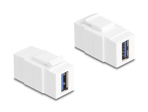 Delock Keystone-modul USB-A hunn til USB-A hunn 5 Gbps - hvit
