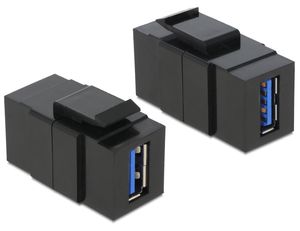 Delock Keystone-modul USB-A hunn til USB-A hunn 5 Gbps – svart