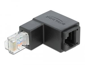 Delock-sovitin RJ45 naaras - uros, kulmaliitin, Cat.6 UTP