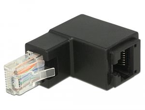 Delock-sovitin RJ45 naaras-uros kulmaliitin Cat.6 UTP – musta