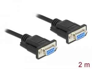 Delock RS-232-kaapeli sarjaliitäntään, DB9 naaras - naaras, nollamodeemi, 2m