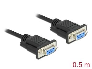 Delock RS-232-kaapeli sarjaliitäntään, DB9 naaras - naaras, nollamodeemi, 0,5 m