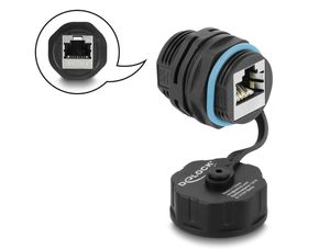 Delock kabelkontakt RJ45 hona till RJ45 hona Cat.6A – svart