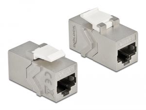 Delock Keystone-modul RJ45 til RJ45 Cat.6A - sølv/hvid