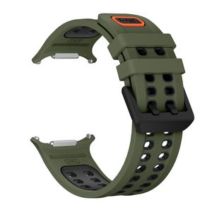 Samsung Galaxy Watch Ultra/Ultra2 Tofarget silikon klokkerem med dobbel spenne - Grønn/Svart