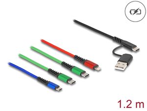 Delock 4-i-1 ladekabel USB-A + USB-C til Lightning/Micro USB/2 x USB-C 1,1 m