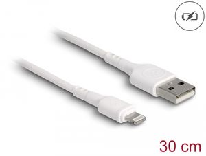 Delock USB til Lightning-opladning til iPhone, iPad, iPod, 30 cm - Hvid