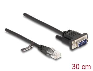 Delock RJ45-kontakt till seriell RS-232 D-Sub 9-hane-kabel 30 cm - Svart