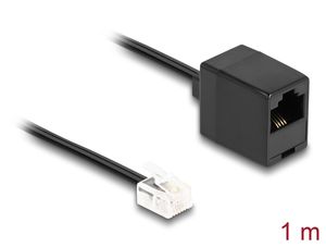 Delock Telefonkabel RJ11-hane till RJ45-hona - Svart 1m