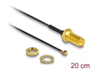 Delock antennikaapeli RP-SMA naaras - I-PEX MHF I -liitin 20 cm – musta