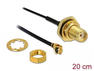 Delock antennkabel SMA hona till I-PEX MHF® I hane 20 cm – Svart