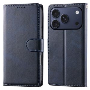 iPhone 18 Pro/17 Pro Plånboksfodral PU-läder med handledsrem – Blå