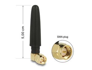 Delock LTE-antenn SMA-hane 90° 2 dBi rundstrålande – svart