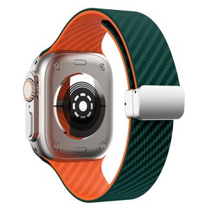 Apple Watch 42 / 41/ 40 / 38mm Klockarmband kolfibertextur - Turkos/Orange
