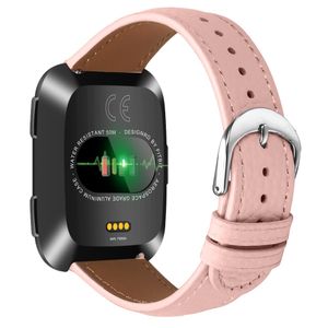 Fitbit Versa/Lite/2 Urrem PU Læder Litchi Struktur – Lyserød