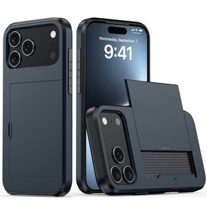 iPhone 18 Pro/17 Pro Kuori korttitaskulla - Tummansininen