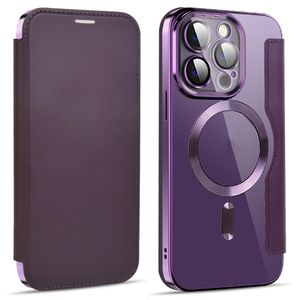 iPhone 14 Pro Wallet Cover MagSafe Card Holder RFID Blocking - Purple