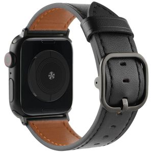 Apple Watch 42/44/46/49mm Urrem i ægte læder – Sort