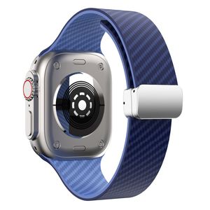 Apple Watch 42 / 41/ 40 / 38mm Klockarmband kolfibertextur - Blå