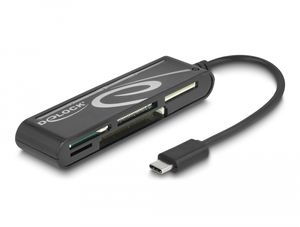 Delock USB-C hukommelseskortlæser med 5 stik – sort